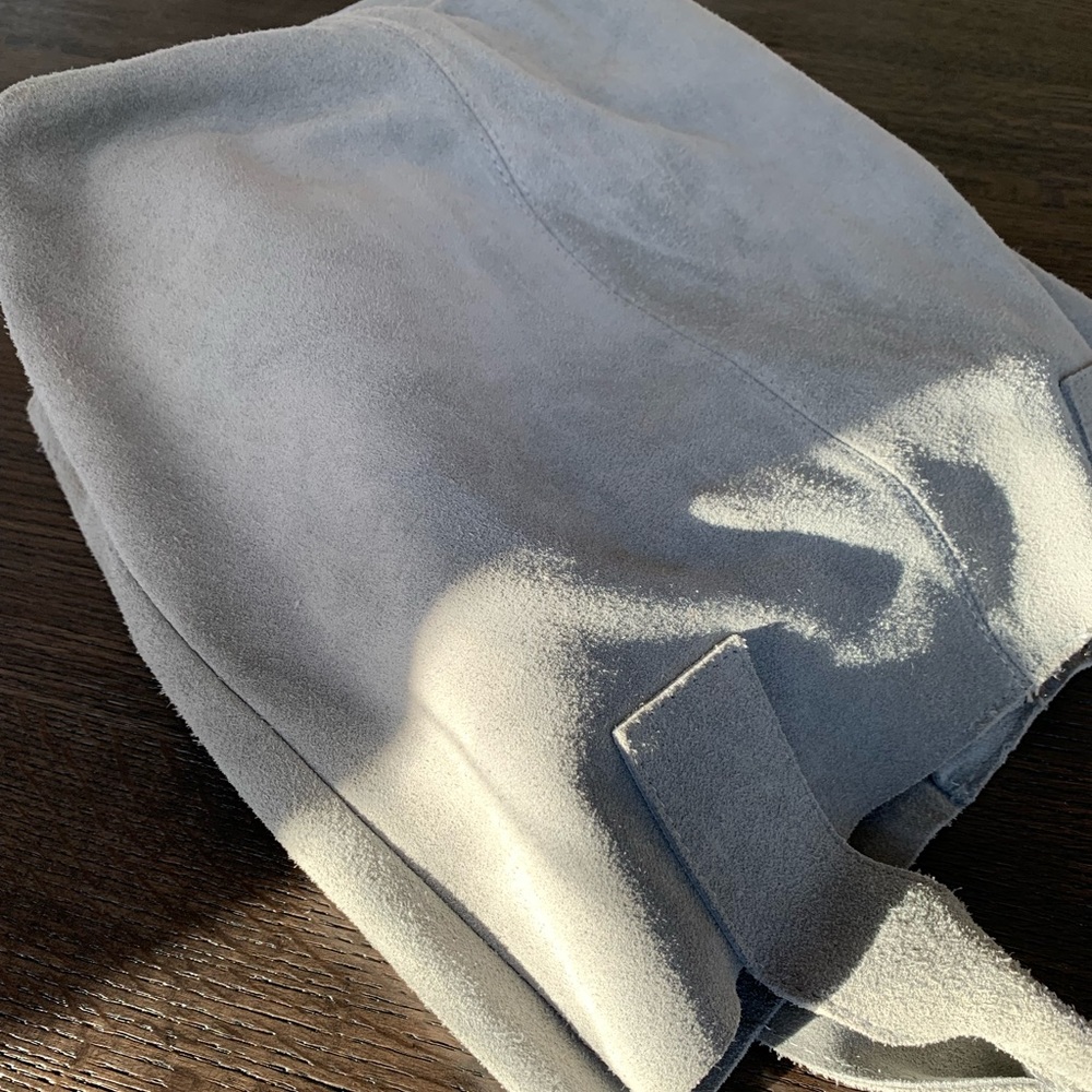 Genuine leather made in Italy shopper in gray color